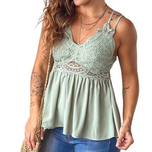 Feager Sage crochet lace peplum tank